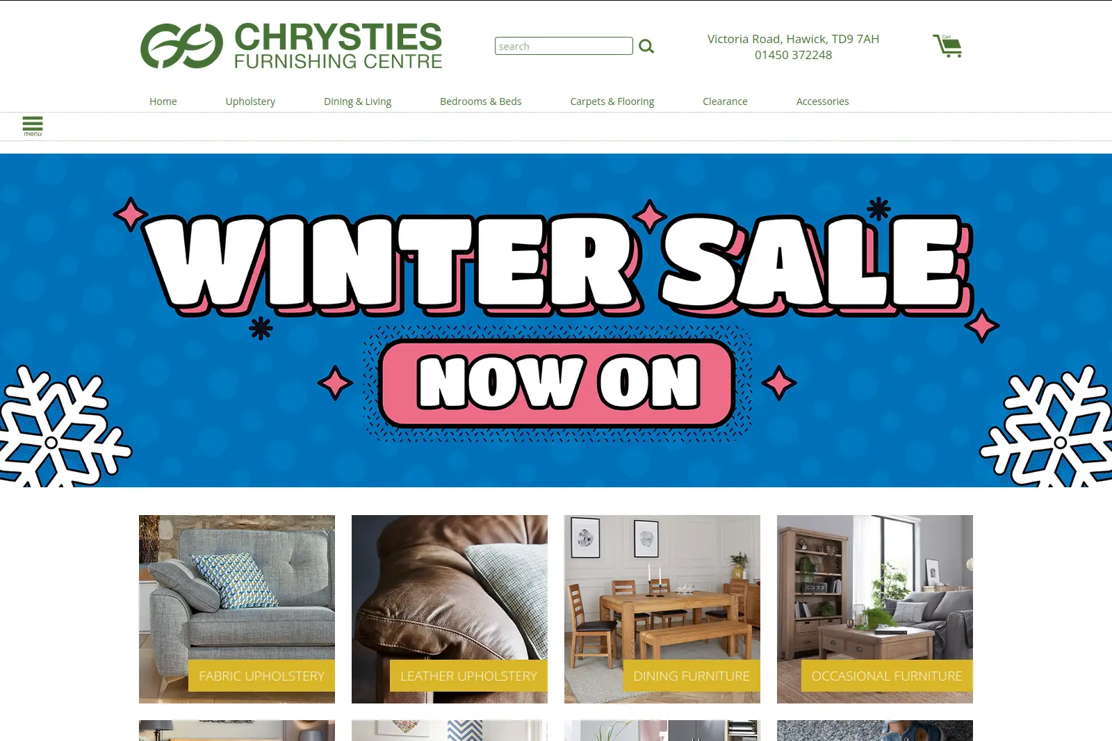 Chrysties Furnishing Centre homepage